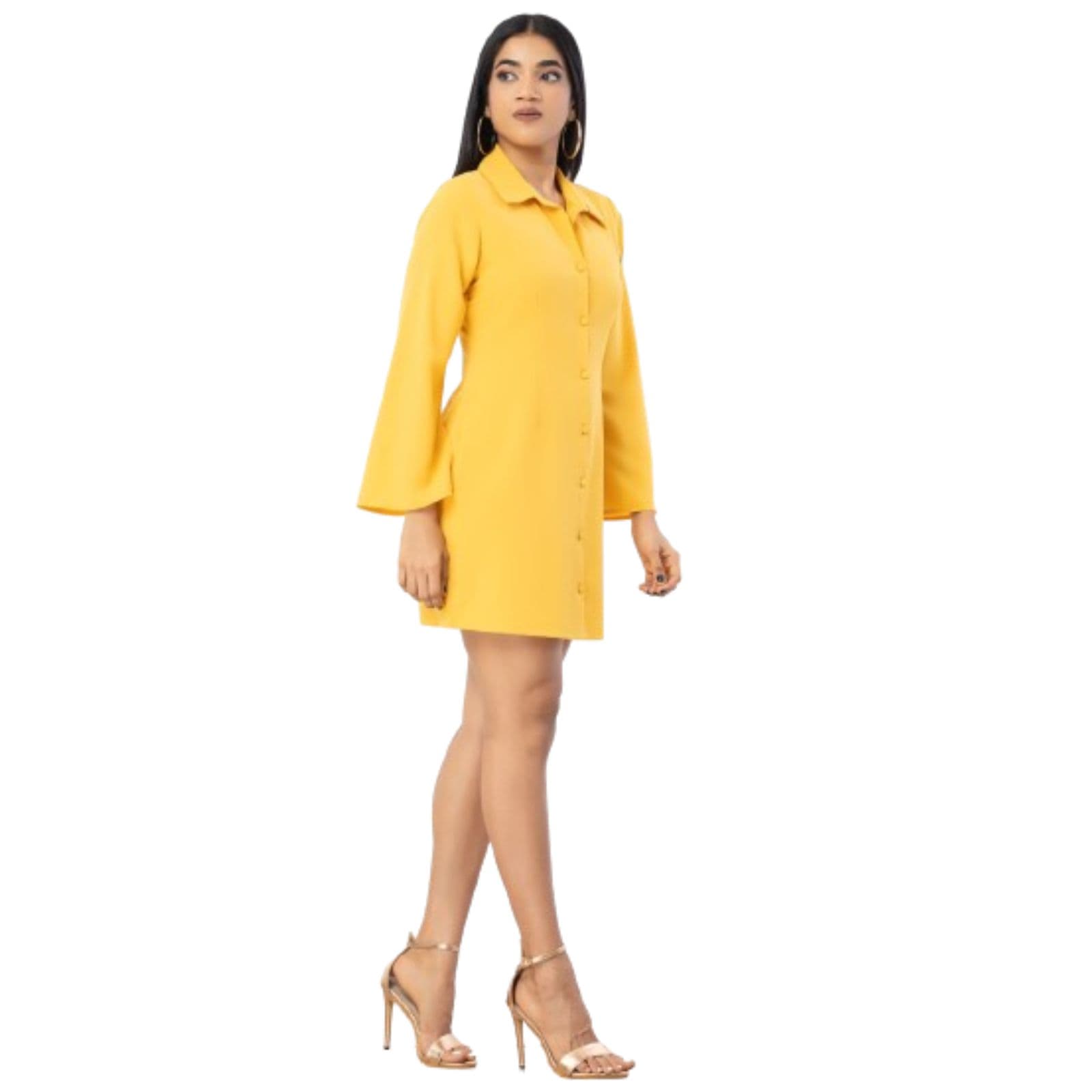 Spilt Sleeve Shirt Dress