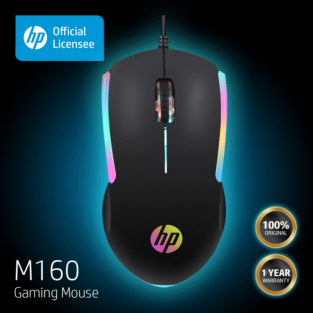 HP M160 Wired Gaming Mouse with High Performance Optical 7 Colors Rainbow LED